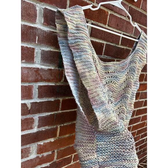 Handmade Open Knit Wavy Tank Top Beach Cover Up Multicolor Boho Sleeveless Shirt - Picture 2 of 4